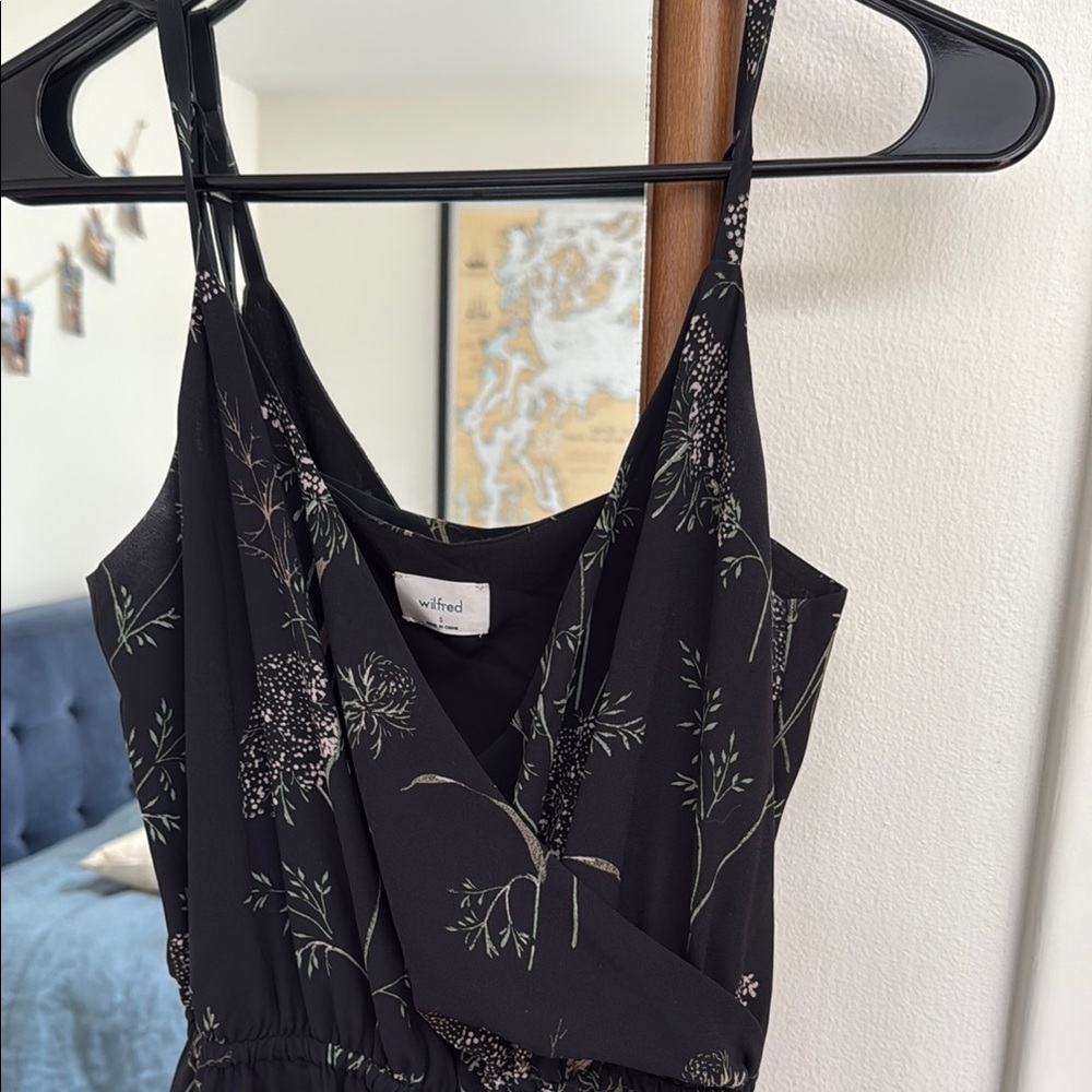 Aritzia Black Floral Jumpsuit